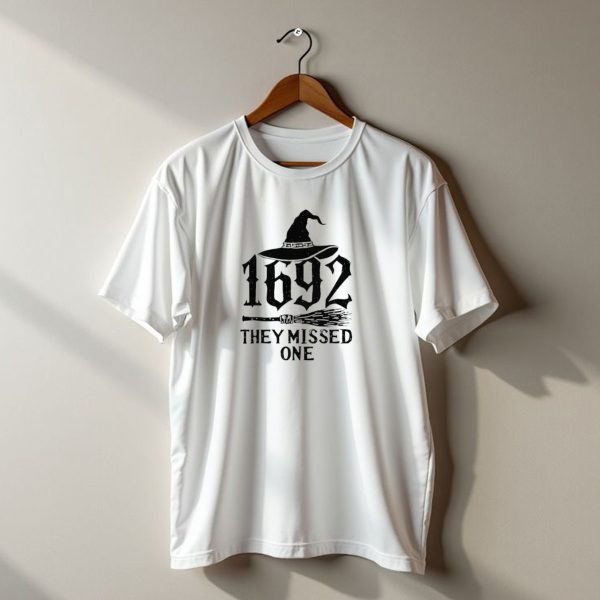 1692 They Missed One Halloween Witch Hat Broomstick Feminist Trials t shirt 1