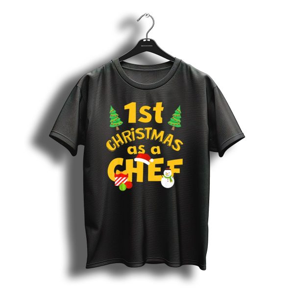 1St Christmas As A Chef With Santa Hat Snowman Gift And T Shirt t shirt 1