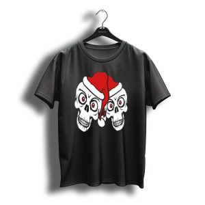 2 Friends Team Couple Skull Christmas Santa Claus Holiday Skulls T-Shirt