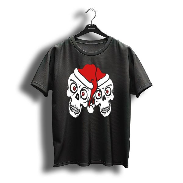 2 Friends Team Couple Skull Christmas Santa Claus Holiday Skulls T Shirt t shirt 1