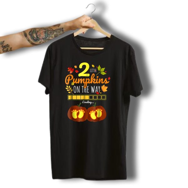 2 Little Pumpkins On The Way Twins Halloween Pregnancy Loading T Shirt t shirt 1