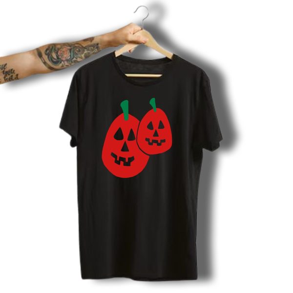 2 Pumpkins Creepy Halloween Faces T Shirt t shirt 1