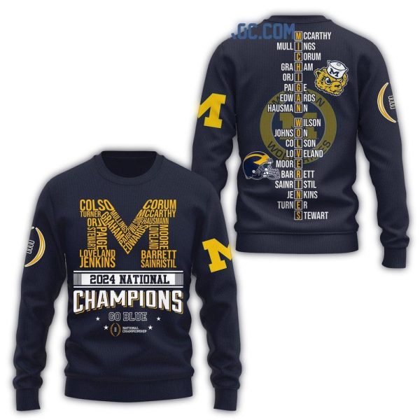 2024 National Champions Go Blue Michigan Wolverines AOP Sweatshirt 1