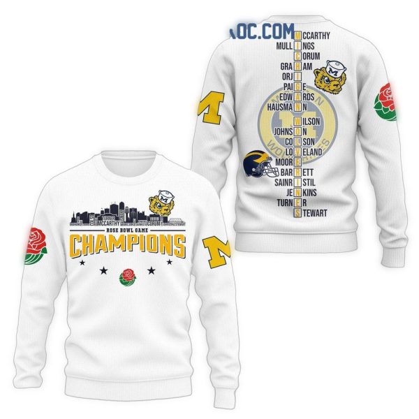 2024 Rose Bowl Game Champions Michigan Wolverines AOP Sweatshirt 1
