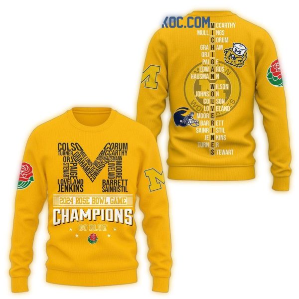 2024 Rose Bowl Game Go Blue Michigan Wolverines Champions AOP Sweatshirt 1