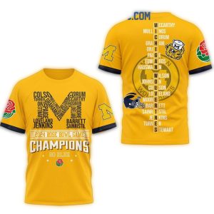 2024 Rose Bowl Game Go Blue Michigan Wolverines Champions All Over Print T Shirt