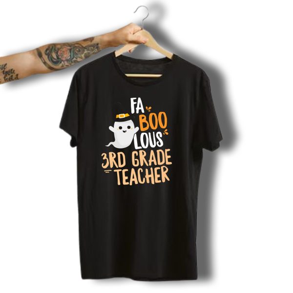 3Rd Grade Teacher Faboolous Ghost With Witch Hat Halloween T Shirt t shirt 1