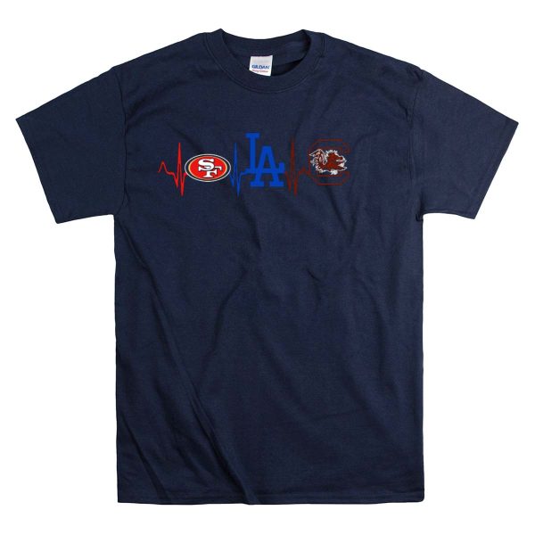 49ers La Dodgers South Carolina Gamecocks Love T Shirt 1 Navy