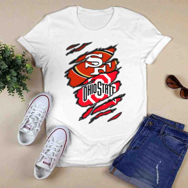 49ers SF Ohio State Buckeyes Logo Mashup T Shirt 0