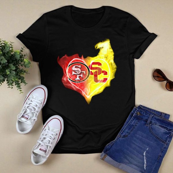 49ers SF USC Trojans Heart Emblem T Shirt 1 1