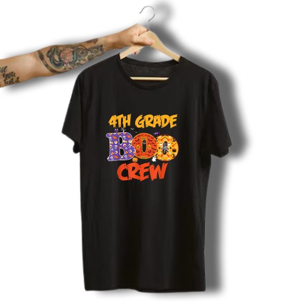 4Th Grade Boo Crew Teacher Halloween Ghosts Spiderwebs T Shirt t shirt 1
