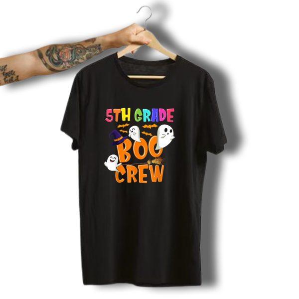 5Th Grade Boo Crew Halloween Ghosts Bats Witch Hat Broom T Shirt t shirt 1