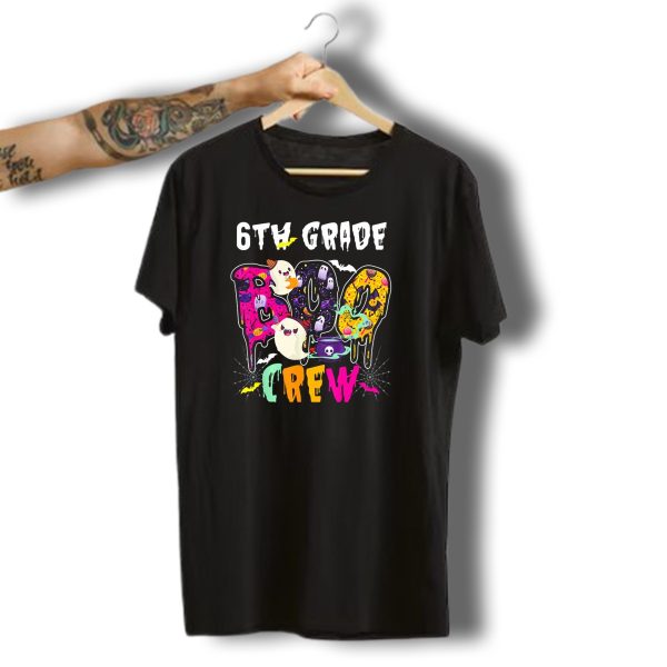 6Th Grade Boo Crew Halloween Funny Costume Ghosts Bats Cauldron Spiders T Shirt t shirt 1