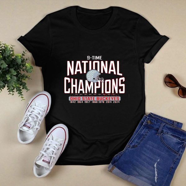 9 Time National Champions 2024 Ohio State Buckeyes T Shirt Style 1 Black 1