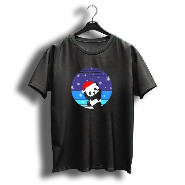 A Cute Little Panda With A Christmas Cap And Snowflakes T Shirt 1 t shirt 1