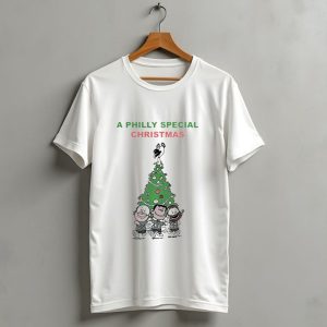 A Philly Special Christmas Motif With Festive Tree And Characters T Shirt 1