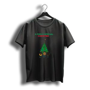 A Philly Special Christmas Tree With Characters And Santa Hat T-Shirt