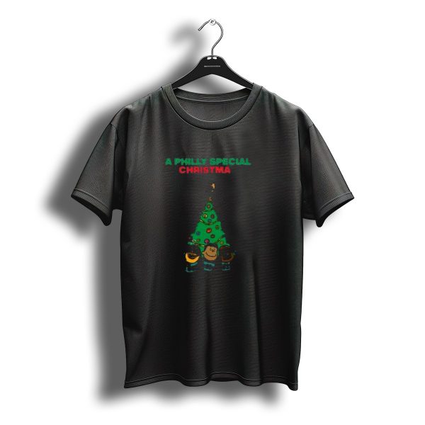 A Philly Special Christmas Tree With Characters And Santa Hat T Shirt t shirt 1