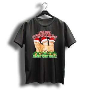 A Very Merry Christmas And Happy New Year Cats In Santa Hats T Shirt