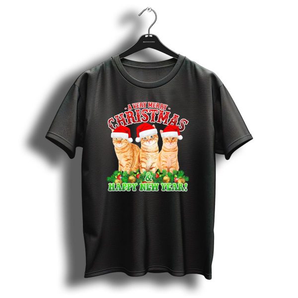 A Very Merry Christmas And Happy New Year Cats In Santa Hats T Shirt 1 t shirt 1