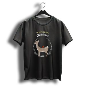 A Very Merry Christmas Deer And Bird Wreath T Shirt