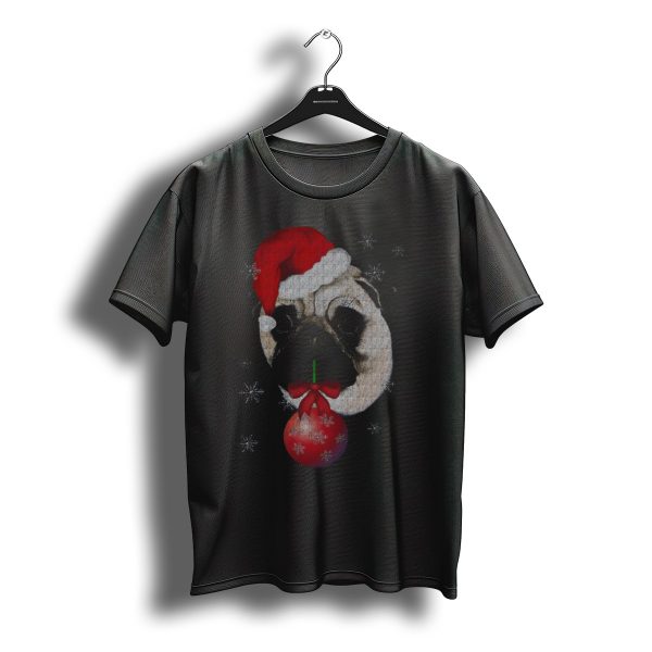 A Very Merry Christmas Pug With Santa Hat And T Shirt t shirt 1