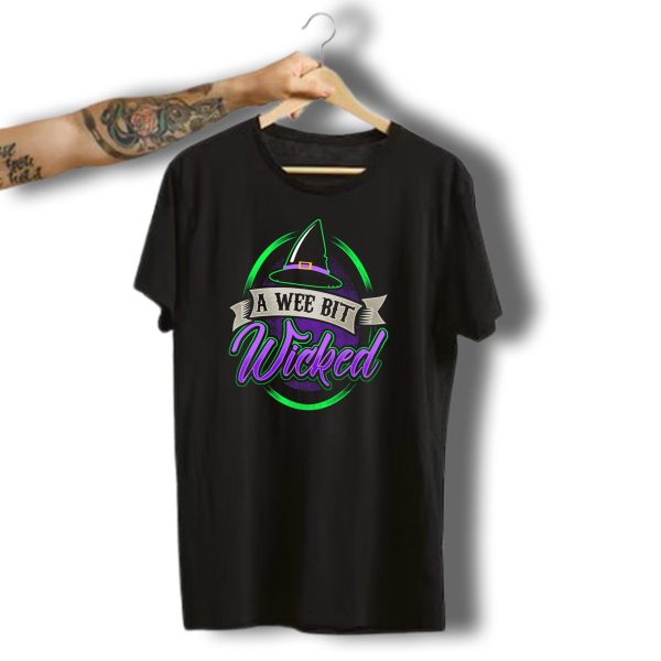 A Wee Bit Wicked Witch Hat Halloween Purple And Green T Shirt 1 t shirt 1