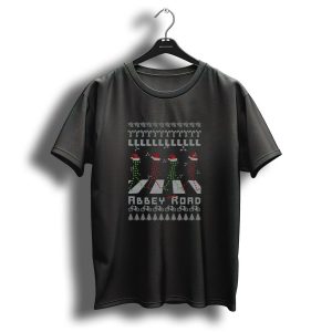 Abbey Road Christmas Santa Hats Ugly Sweater Bike Trees T Shirt