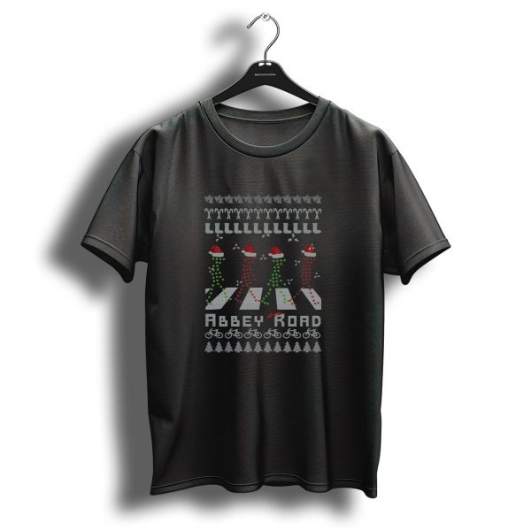 Abbey Road Christmas Santa Hats Ugly Sweater Bike Trees T Shirt 1 t shirt 1