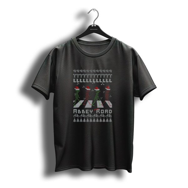Abbey Road Christmas Santa Hats Ugly Sweater Bike Trees T Shirt t shirt 1
