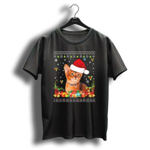 Abyssinian Cat In Santa Hat With Christmas Gifts Ugly T Shirt