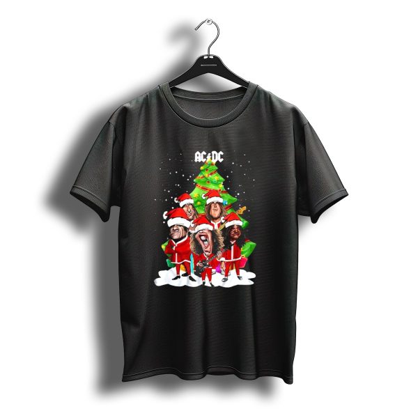 Acdc Christmas Band Santa Hats Cartoon Snow Guitar Christmas Tree T Shirt t shirt 1