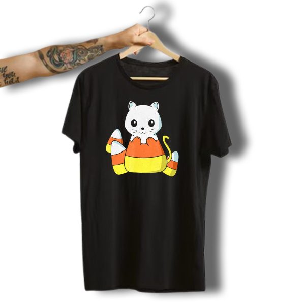 Adorable Candy Corn Cat Halloween Kitty T Shirt t shirt 1
