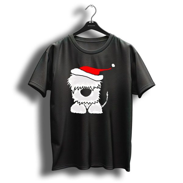 Adorable Old English Sheepdog Christmas Santa Hat T Shirt 1 t shirt 1