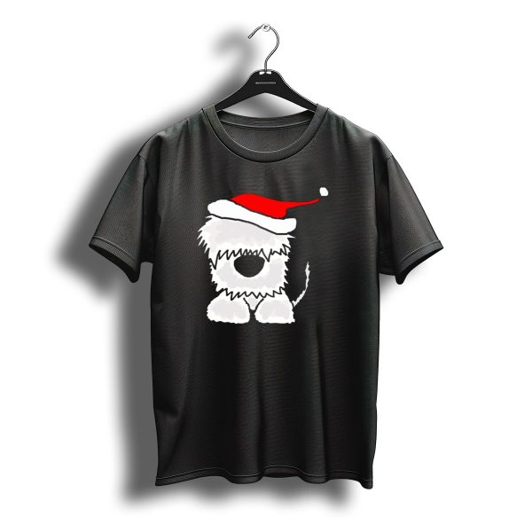 Adorable Old English Sheepdog Christmas Santa Hat T Shirt t shirt 1