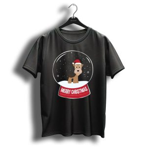 Airedale Merry Christmas Snow Globe Santa Hat T Shirt