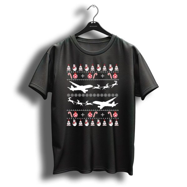 Airplanes Ugly Christmas Sweater Reindeer Snowman Candy Cane Holiday T Shirt 1 t shirt 1