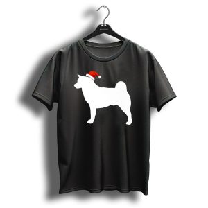 Akita Christmas Dog In Santa Hat T-Shirt