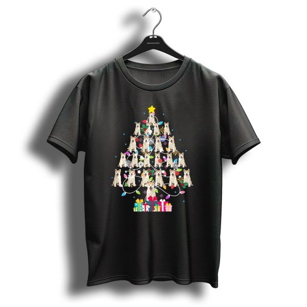 Akita Dog Christmas Tree Lights With Star And Presents T Shirt 1 t shirt 1