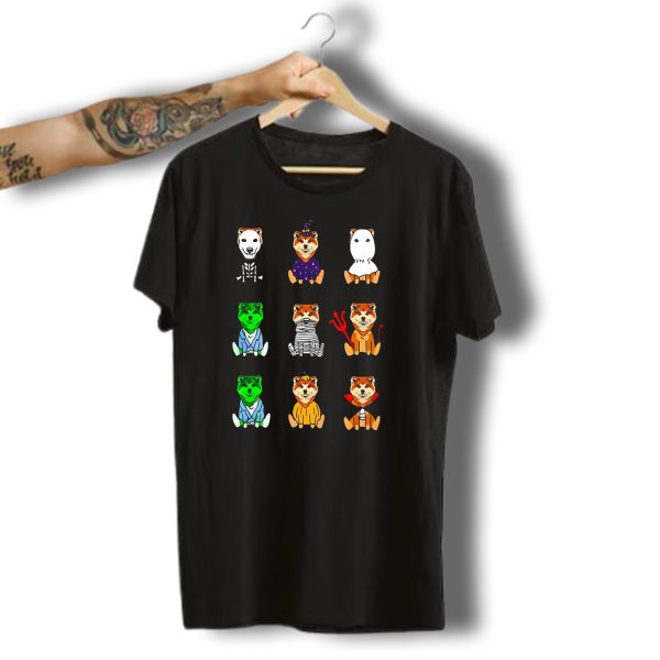 Akita Dog Lover Halloween Skeleton Zombie Mummy Witch Ghost Pumpkin Vampire Costumes T Shirt t shirt 1