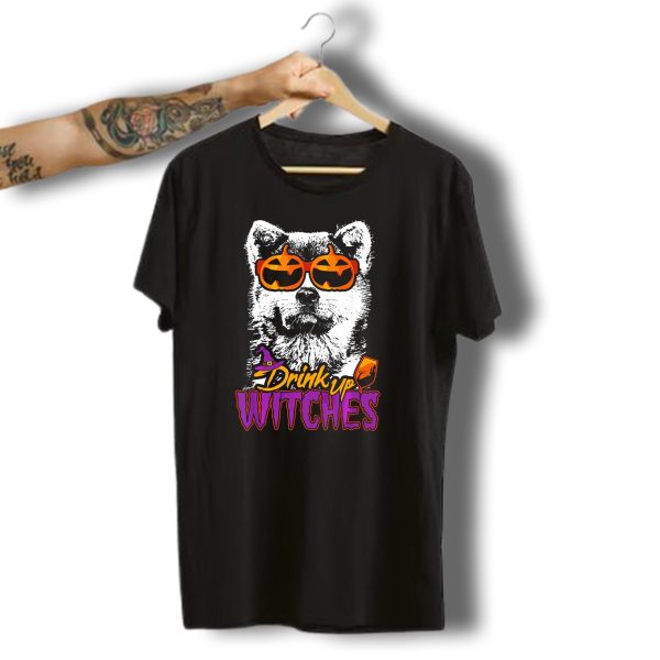 Akita Halloween Drink Up Witches Pumpkin Sunglasses T Shirt t shirt 1