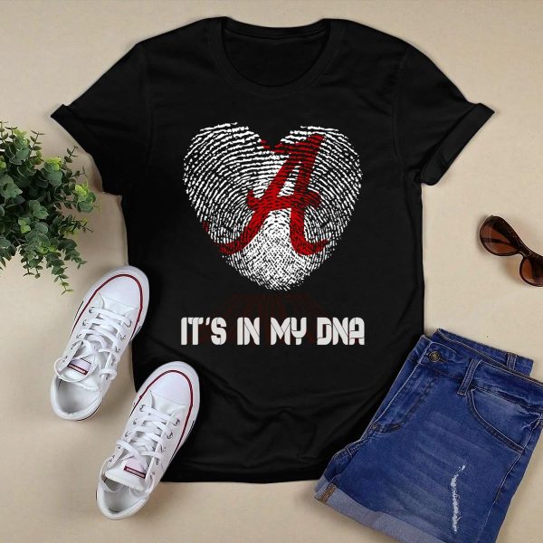 Alabama Crimson Tide A Heart Its In My Dna T Shirt Style 1 Black 1