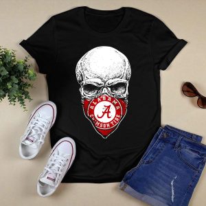Alabama Crimson Tide A Logo Skull Face Mask T Shirt