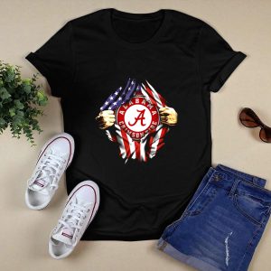 Alabama Crimson Tide American Flag Rip T Shirt