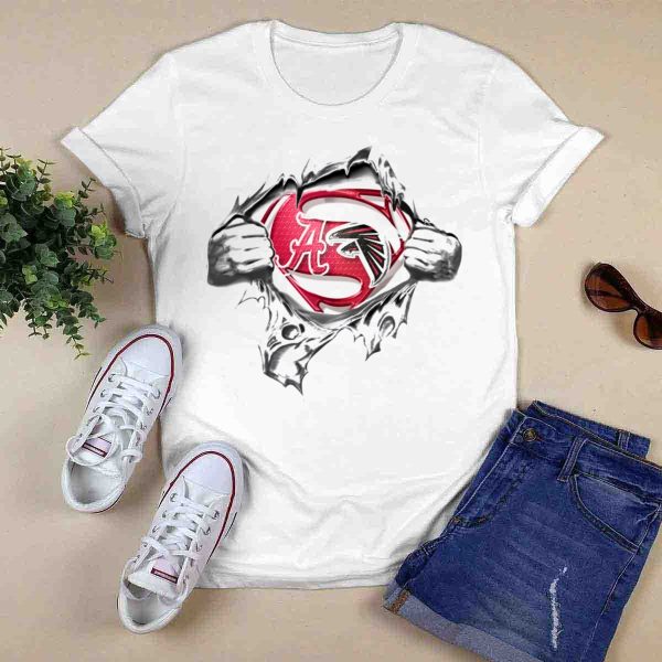 Alabama Crimson Tide Atlanta Falcons Superman Logo Fusion T Shirt Style 1 0