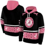 Alabama Crimson Tide Awareness Ribbon Black Pink All-Over Print Hoodie