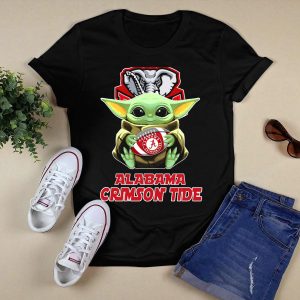 Alabama Crimson Tide Baby Yoda Holding Football T Shirt