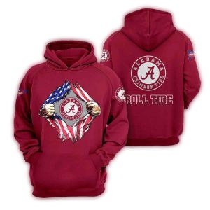 Alabama Crimson Tide Blood Inside Me Flag Us All-Over Print Hoodie