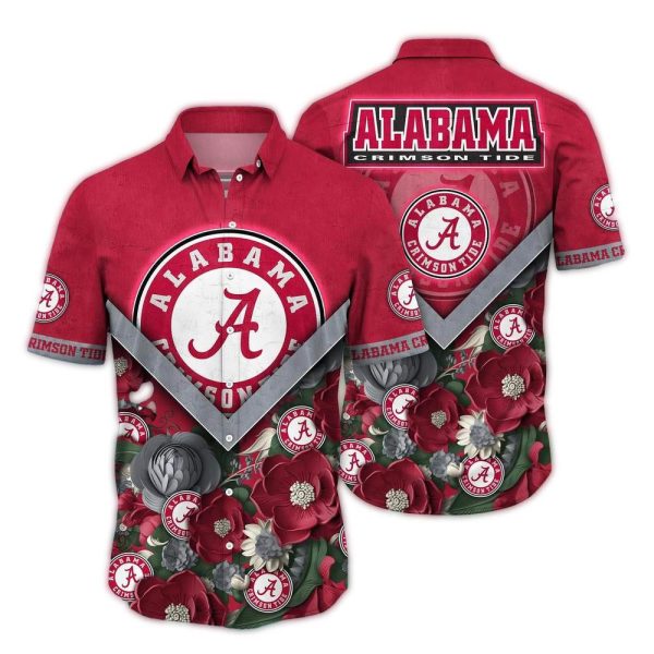 Alabama Crimson Tide Blossom Tropical Hawaiian Shirt 1