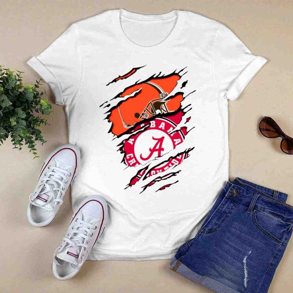 Alabama Crimson Tide Browns Football Dual T Shirt Style 1 0